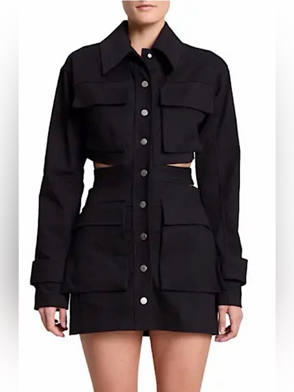 A.L.C. Wyatt Black Cutout Utility Mini Dress Size 4